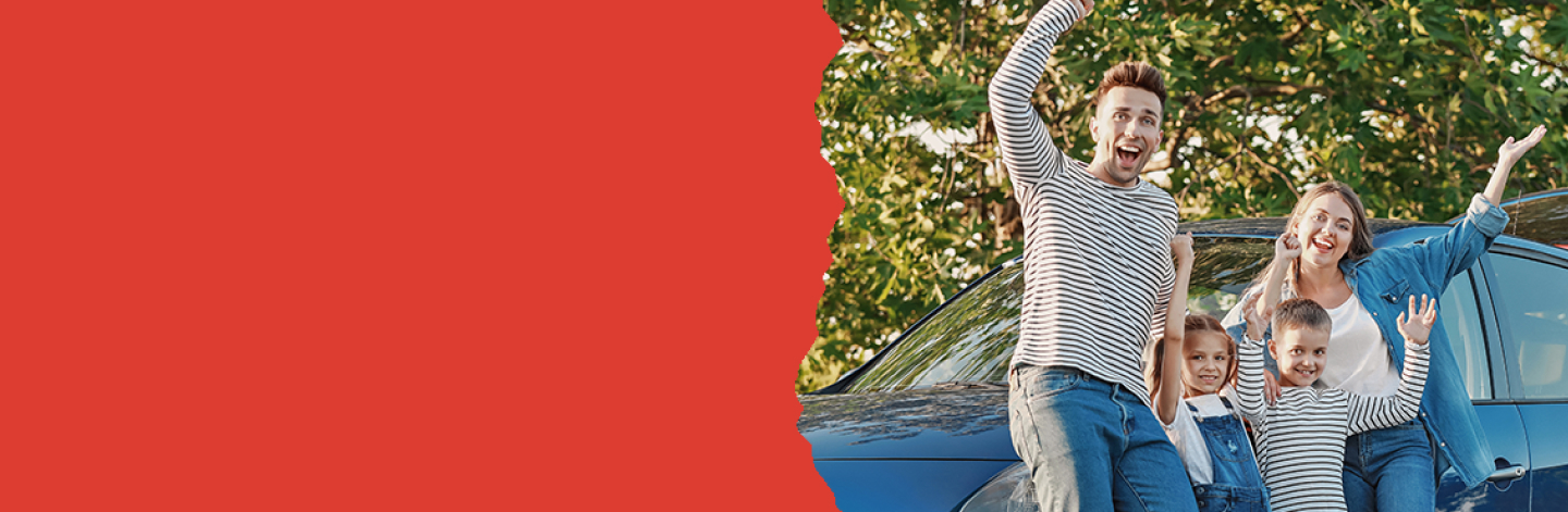 Happy family waving next to their car, symbolizing a stress-free move with Move Northwest Moving & Storage.